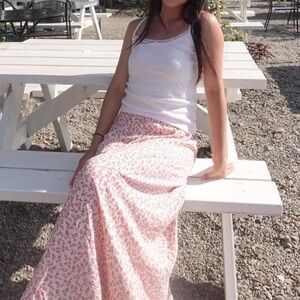 Brandy Melville pink maxi or midi floral skirt